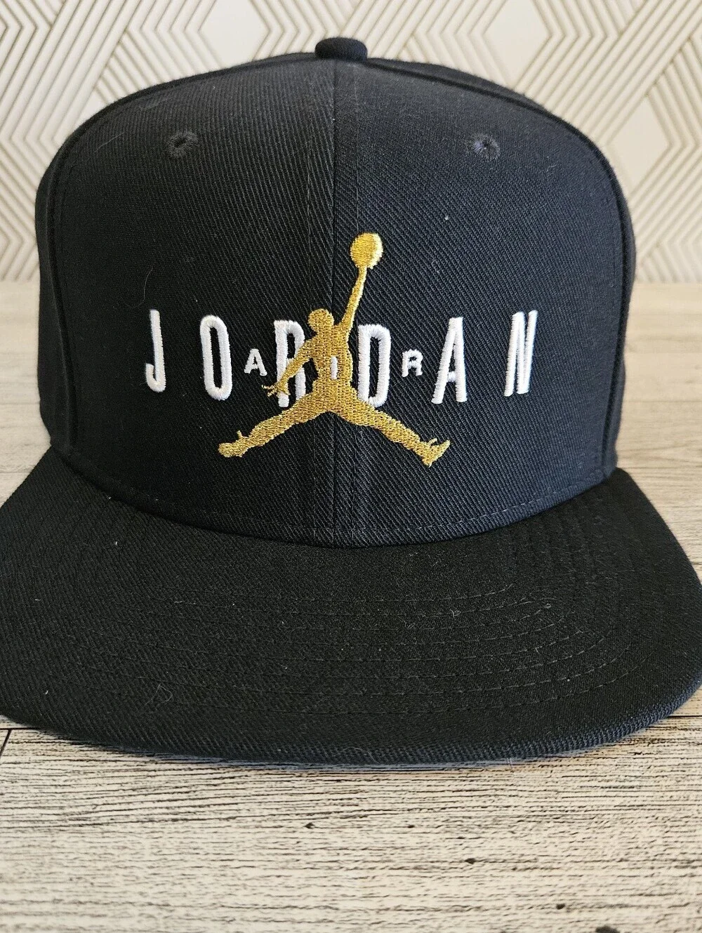 Air Jordan Jumpman Black Hat W/ Gold Logo Flat Bill NBA Michael Jordan One Size